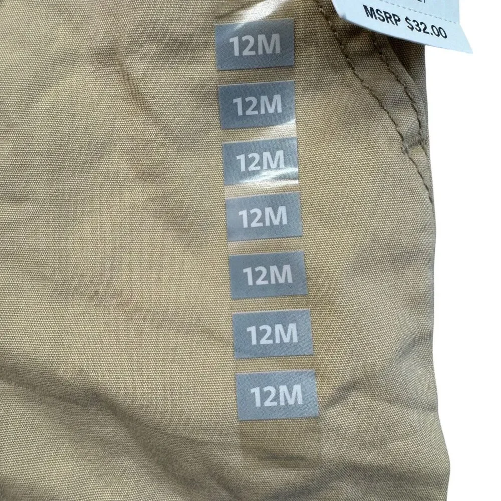 OshKosh Baby B'gosh Suspender Shorts Boy's 12 Months Overalls Brown Cargo NWT
